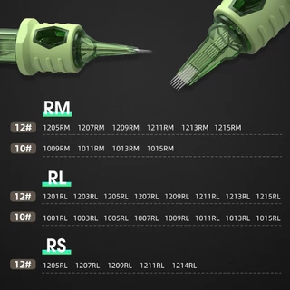 T-rex 20 ชิ้นตลับหมึกเข็มสัก RL/RS/RM แบบใช้แล้วทิ้งฆ่าเชื้อความปลอดภัยพร้อมเคสซิลิโคนสําหรับแต่งหน้าถาวร