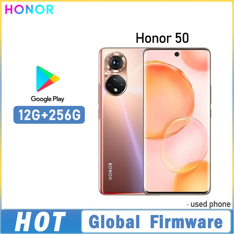 Global Firmware HONOR 50 5G สมาร์ทโฟน 6.57 นิ้ว 4300mAh กล้อง 108MP+32MP RAM 12GB ROM 256GB