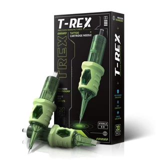T-rex 20 ชิ้นตลับหมึกเข็มสัก RL/RS/RM แบบใช้แล้วทิ้งฆ่าเชื้อความปลอดภัยพร้อมเคสซิลิโคนสําหรับแต่งหน้าถาวร