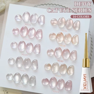 XEIJAYI 10ml - Peach Pink Cat Eye Gel Nail Polish 10-Color Set, เหมาะสำหรับร้านทำเล็บและทุกสีผิว