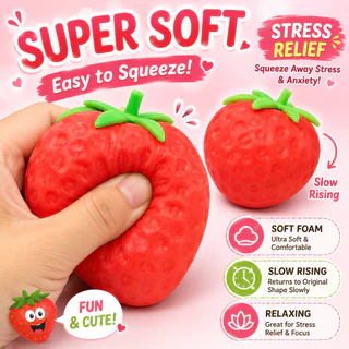2026 ใหม่สตรอเบอร์รี่ Squishy ของเล่นช้า Rising Fidget บีบของเล่นความเครียดบรรเทาของเล่นสําหรับเด็กผู้หญิง