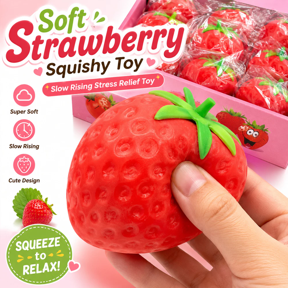 2026 ใหม่สตรอเบอร์รี่ Squishy ของเล่นช้า Rising Fidget บีบของเล่นความเครียดบรรเทาของเล่นสําหรับเด็กผู้หญิง