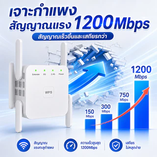 ตัวขยายสัญญาณ wifi การตั้งค่าง่าย เสียบและเล่น 12000mbps 2.4G/5G ใช้ได้กับเราเตอร์ทุกรุ่น WiFi Repeater