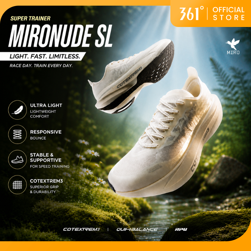 361 Degrees Mironude SL ไม่มีแผ่นคาร์บอน Super Trainer รองเท้าวิ่งสําหรับ Racing, Marathon Training 