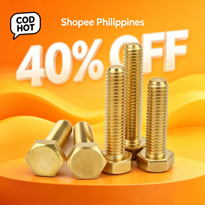 COD สกรูหกเหลี่ยมภายนอกทองเหลือง มาตรฐาน DIN933 Brass DIN933 Hex Head Bolt ยาว 6-100 มิลลิเมตร M3 M4
