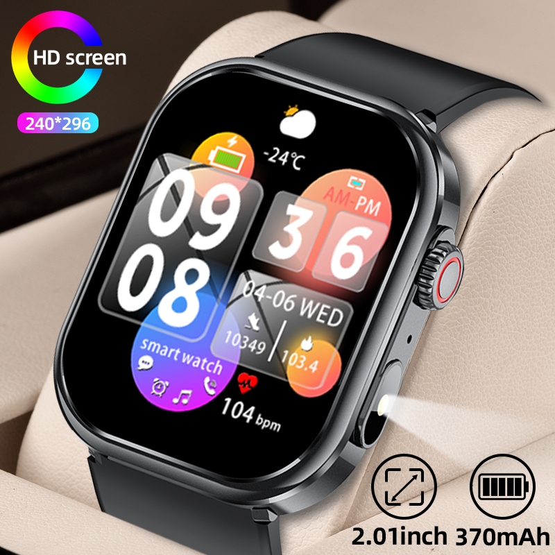 LIGE Men Smart Watch ไฟฉายกันน้ํา นาฬิกากลางแจ้ง Heart Rate Sport Smartwatch