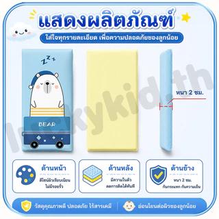 สติกเกอร์วอลเปเปอร์ กันกระแทกเด็ก หนาขึ้น 2 เซนติเมตร แผ่นแปะผนัง สติ๊กเกอร์ติดผนังลายการ์ตูน ป้องกัน 5 ชั้น