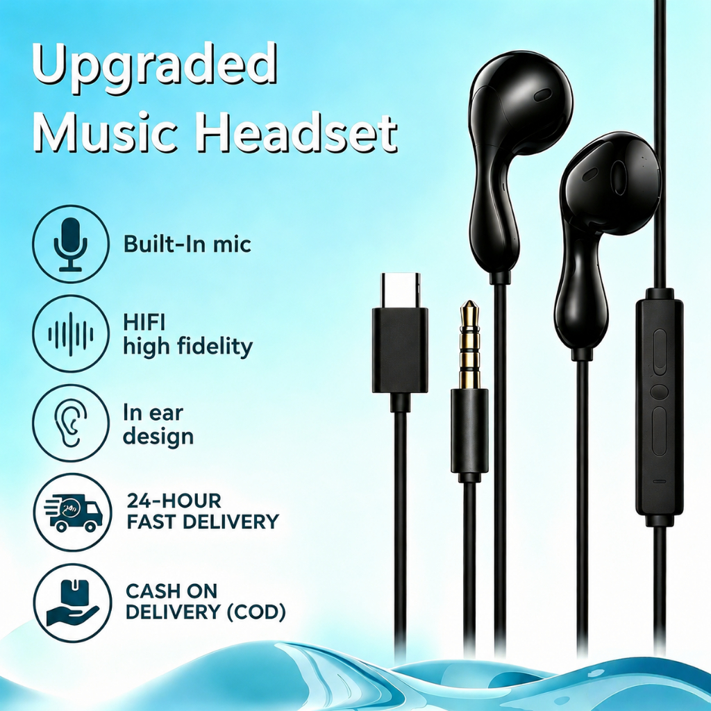 Jinbennu Audio หูฟังแบบมีสายคุณภาพสูงสําหรับ 3.5 มม. TYPE-C iPhone 17 16 Samsung S26 S25 S24 Type-C 3.5 มม.หูฟังแบบมีสายชนิดใส่ในหู