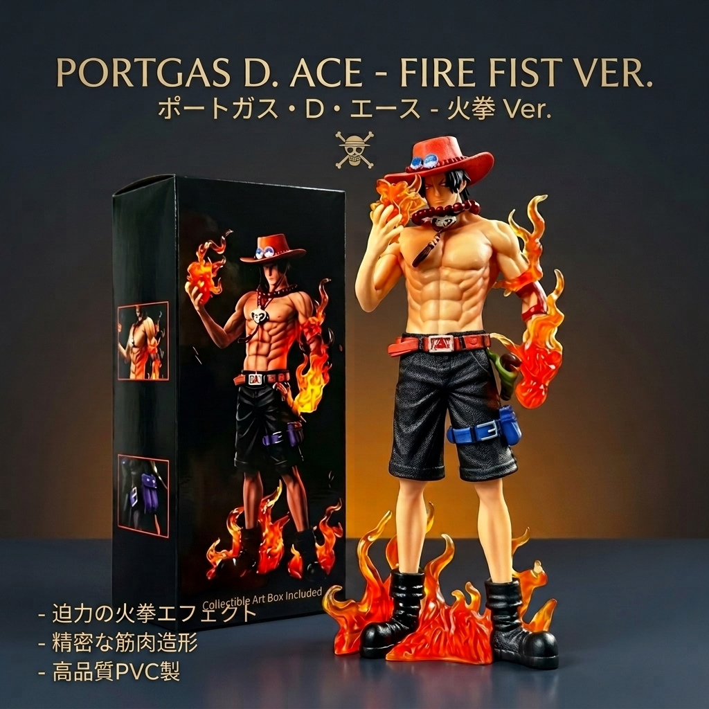 ฟิกเกอร์ One Piece Ace Fire Fist Ace พร้อมเอฟเฟกต์พิเศษแบบเปลวไฟ เกรดสะสม พร้อมกล่องบรรจุภัณฑ์ แฟนวันพีชต้องมี