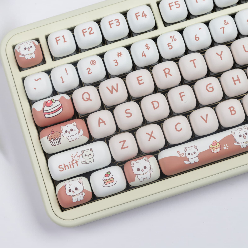 ขนมหวาน Cat Keycaps 147 คีย์ PBT Keycap โค้งมน MOG โปรไฟล์ DYE-SUB สําหรับ MX Switch คีย์บอร์ดเครื่อ