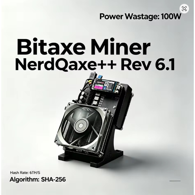 Bitaxe Miner NerdQaxe++ Rev 6.1 6T พร้อม PSU Solo miner Lottery miner พร้อมปลั๊ก US/EU/UK/AU