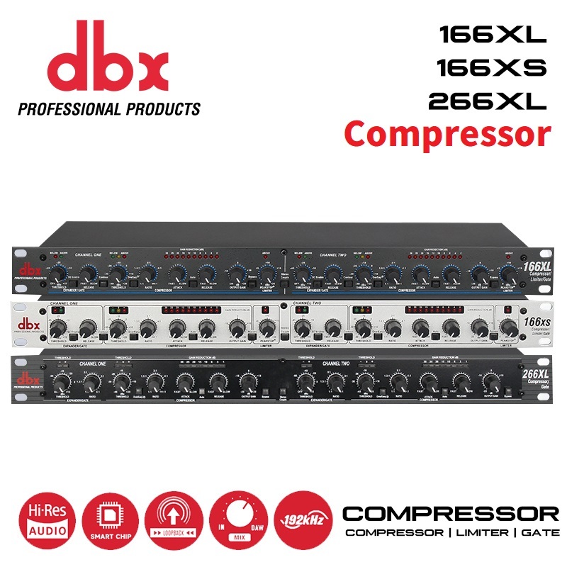 Dbx 166XL / 166XS / 266XL Dual Channel Audio Compressor Limiter Noise Gate 1U Rack Mount แบบไดนามิกส