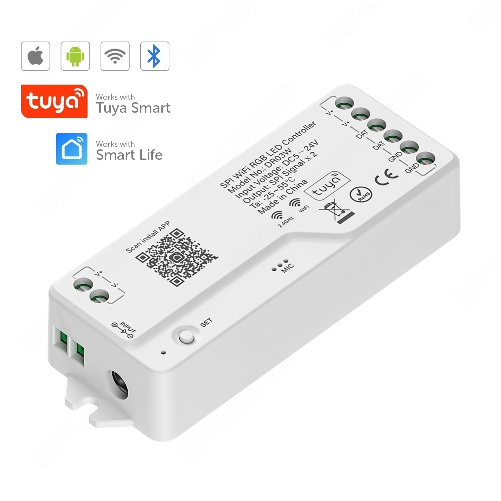 BTF-LIGHTING Tuya RGB IC ไฟ LED พร้อมคอนโทรลเลอร์  การควบคุมแอปพลิเคชัน Tuya รีโมทคอนโทรล 2.4G RF
