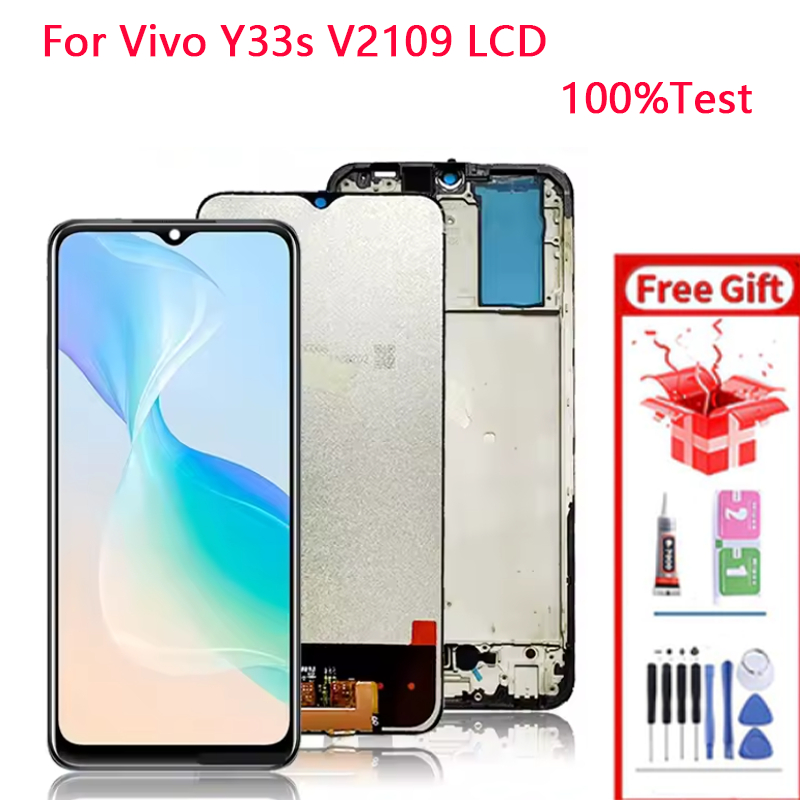จอแสดงผล LCD สําหรับ Vivo Y33s V2109 Touch Screen Digitizer Assembly พร้อมกรอบอะไหล่