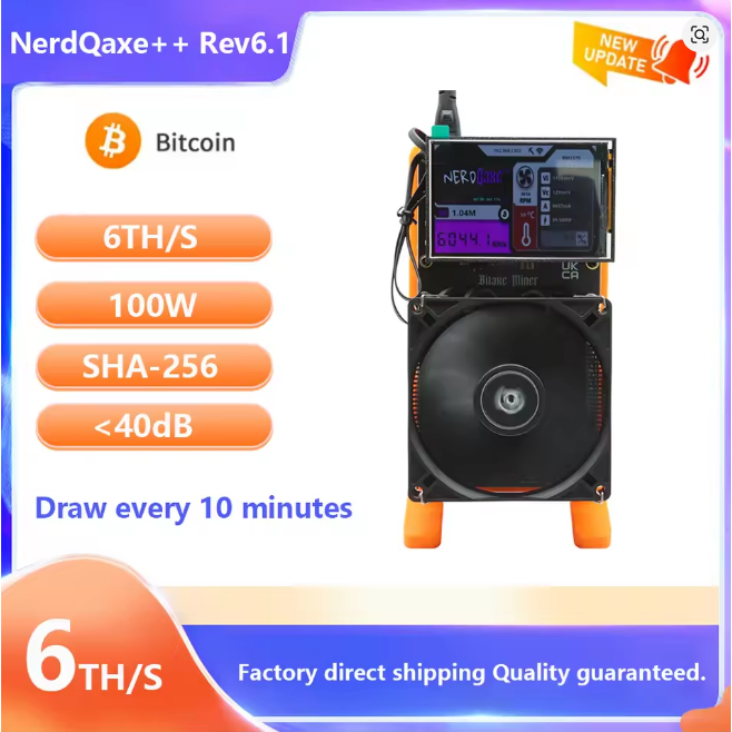 ใหม่จอแสดงผลใหญ่ Bitcoin Miner NerdQaxe++ Rev 6.1 6T Bitcoin Miner BM1370 ASIC พร้อมแหล่งจ่ายไฟ