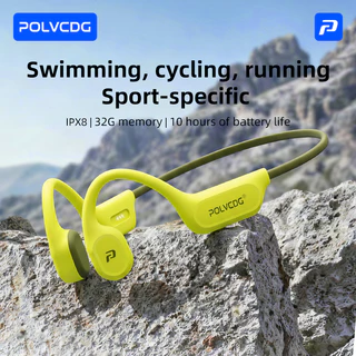 Polvcdg-X9-8G/32G -IPX8 ว่ายน้ํากันน้ํา Bone Conduction หูฟังกีฬา/ขี่จักรยาน/ฟิตเนสบลูทูธ 6.0 พร้อมไมโครโฟน