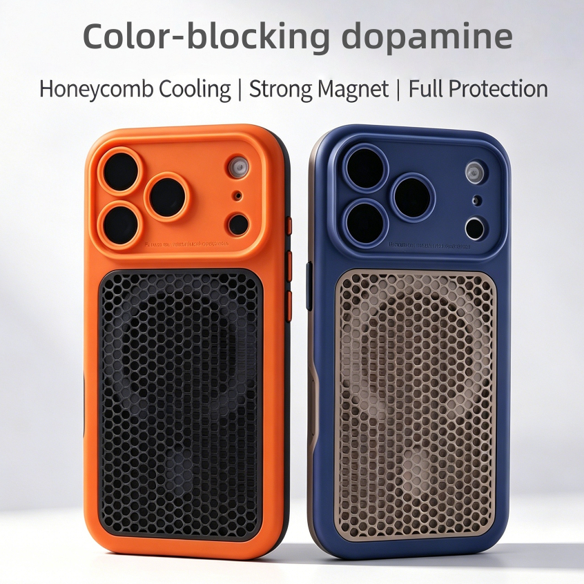 【Large window/Cooling acrylic hard case with ai camera button/Gray】เคส compatible for iPhone 12 13 14 15 16 17 pro max case