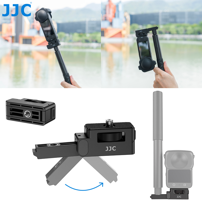 JJC Selfie Stick อะแดปเตอร์แปลงพับสําหรับ Insta360 X5 X4 X4 Air X3 & Osmo 360 II กล้องพาโนรามาพร้อม 1/4 "-20 ซ็อกเก็ตเกลียวและสกรูติดตั้ง