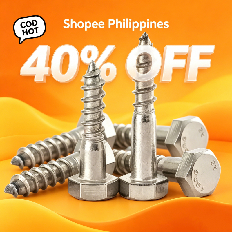 COD สกรูตัดเกลียวหกเหลี่ยมภายนอกสแตนเลส316 สำหรับไม้ 316 Stainless Steel Hex Head Wood Self Tapping 