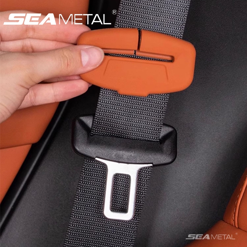SEAMETAL 2ชิ้น ที่ครอบหัวเข็มขัดเข็มขัดนิรภัยรถยนต์ ที่ครอบหัวเข็มขัดซิลิโคน กันกระแทก ปกป้องภายในรถ