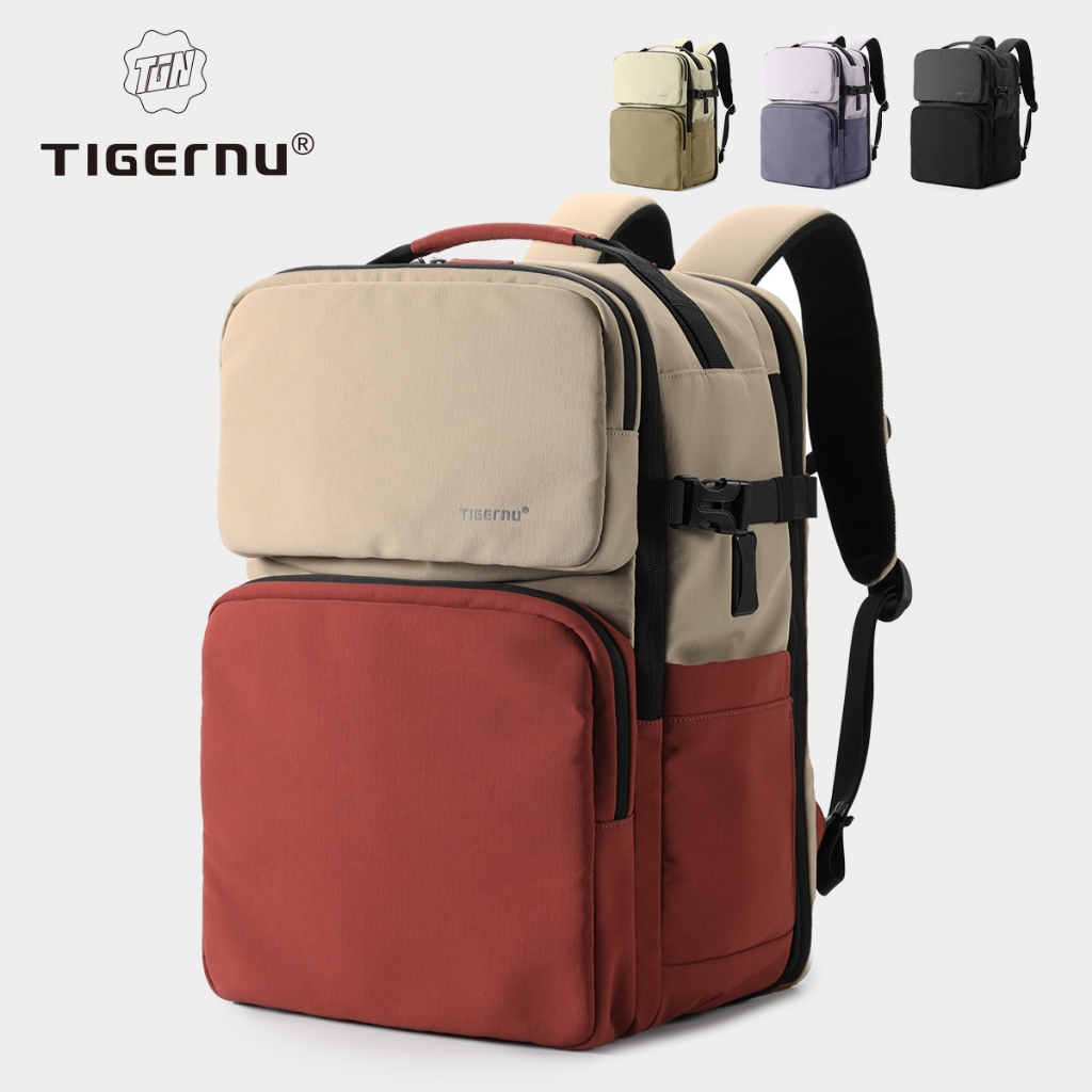 TIGERNU ไทเกอร์นู 91218 ผู้หญิงขยายเดินทางกระเป๋าเป้สะพายหลังกันน้ําความจุขนาดใหญ่แล็ปท็อปกระเป๋าแยกกระเป๋ารองเท้าสําหรับทํางานทริปใช้ทุกวัน