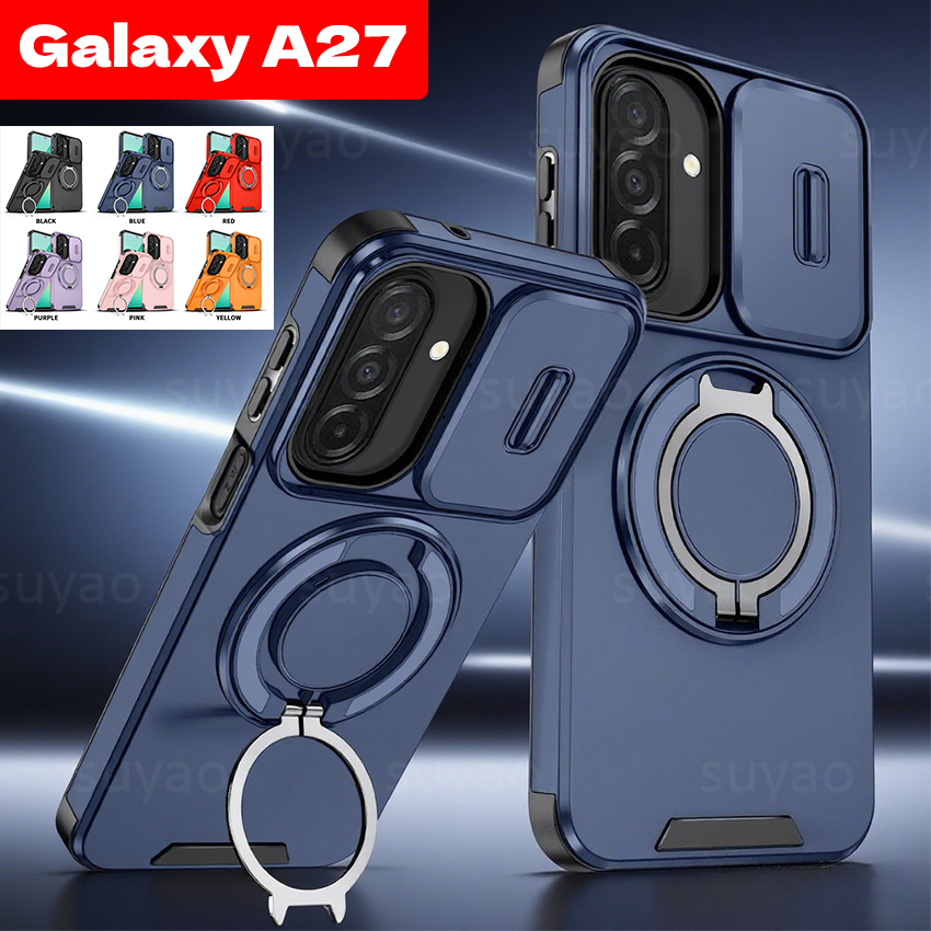 SAMSUNG สําหรับSamsung A27 5G 2026 เคสโทรศัพท์เกราะผู้ถือแหวนเลนส์ป้องกันปลอกSamsungA27 A57 A37 A17 A07 ขาตั้งแม่เหล็กกันกระแทกปกหลัง