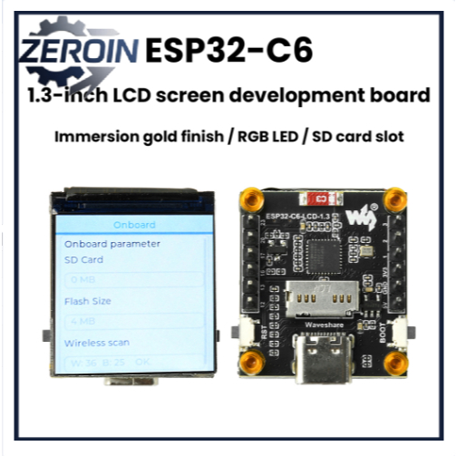 ESP32-C6 จอแสดงผล LCD ขนาด 1.3 นิ้ว St7789 Wifi BT Development Board 240 240 ความละเอียด Single Core โปรเซสเซอร์ Type C