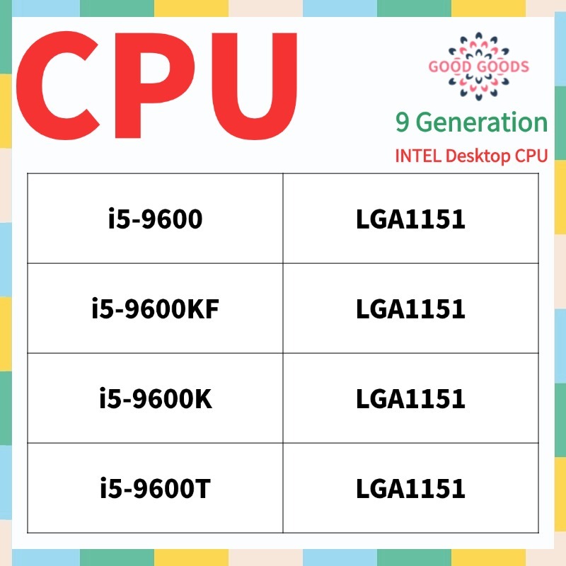 I5-9600 i5-9600KF i5-9600K i5-9600T 9th generation INTEL Core Desktop CPU LGA1151