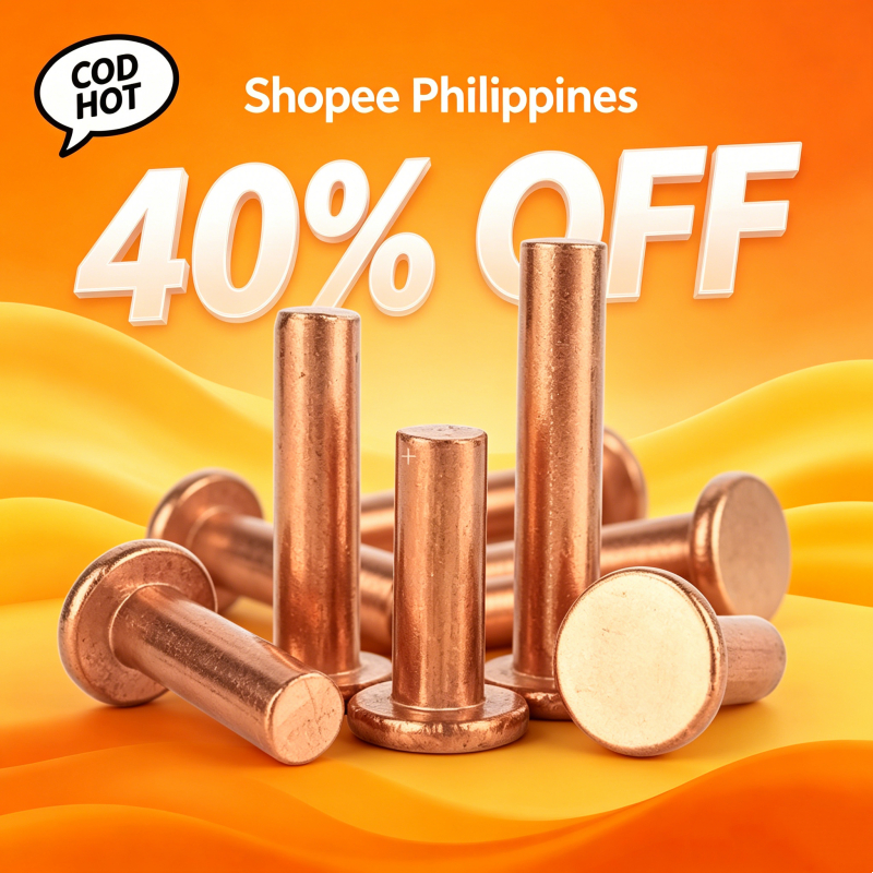 COD หมุดทองแดงแข็งหัวจมกรวย มาตรฐาน GB869 GB869 Solid Copper Countersunk Drive Rivet M1.5 M2 M2.5 M3