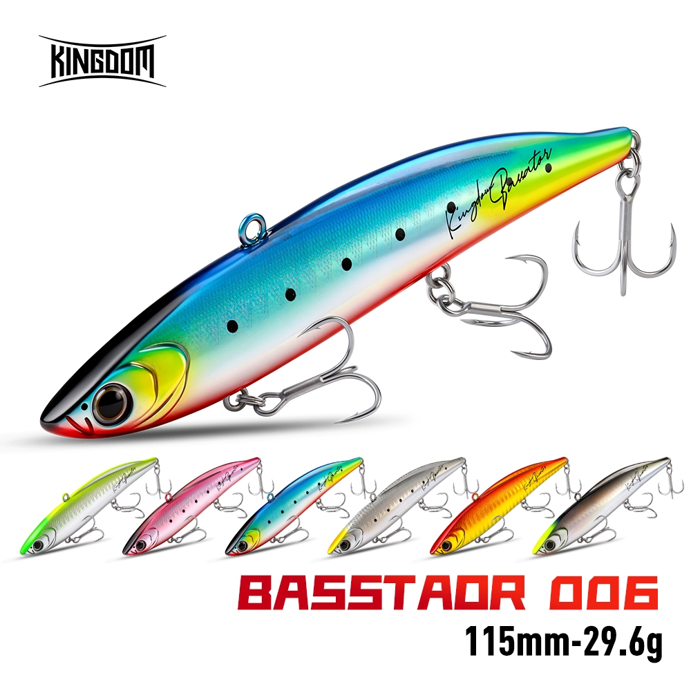 KINGDOM BASSTAOR 006 Sinking VIB Lure 115 มม.29.-g สมจริง Baitfish Hard Lure ยาวหล่อการสั่นสะเทือนน้ําเค็ม Sea Bass เหยื่อตกปลาเสริม Treble Hooks