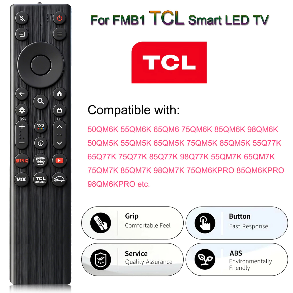 รีโมททีวี TCL RC923A FMB1 ไม่มีคำสั่งเสียง  remote tv tcl 55QM6K 75QM6K 65QM6K 65QM7K 55QM7K 75QM7K 