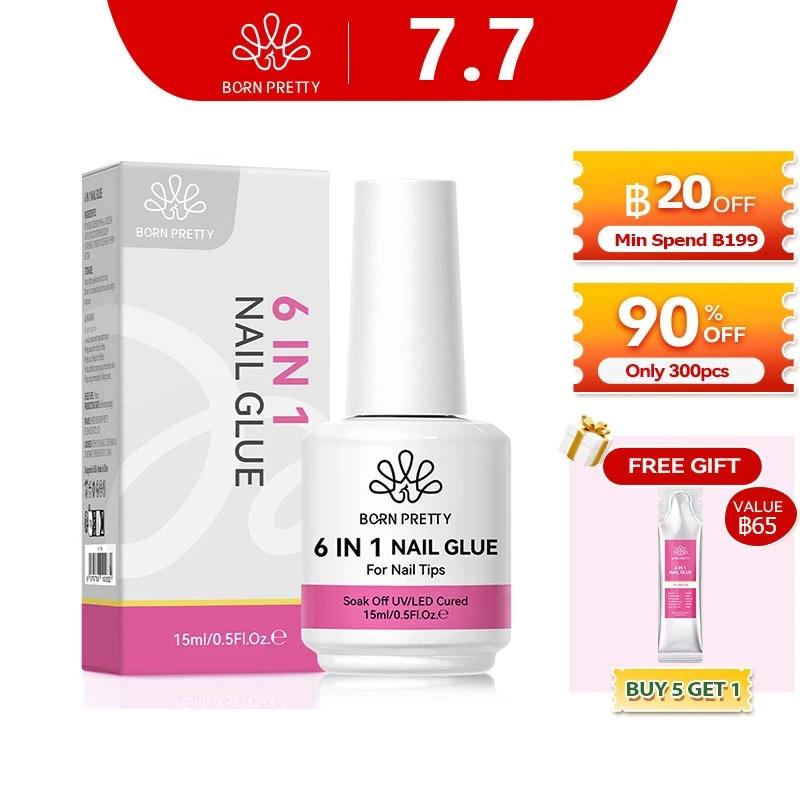 BORN PRETTY 6 in 1 Nail Glue Gel Soft Tips Glue Base Rhinestone Gel Polish Nail Strengthener