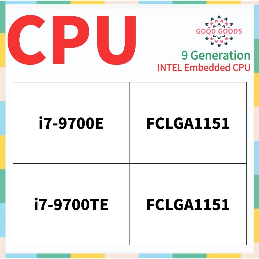 I7-9700E i7-9700TE CPU ฝังแกน INTEL รุ่นที่ 9 LGA1151