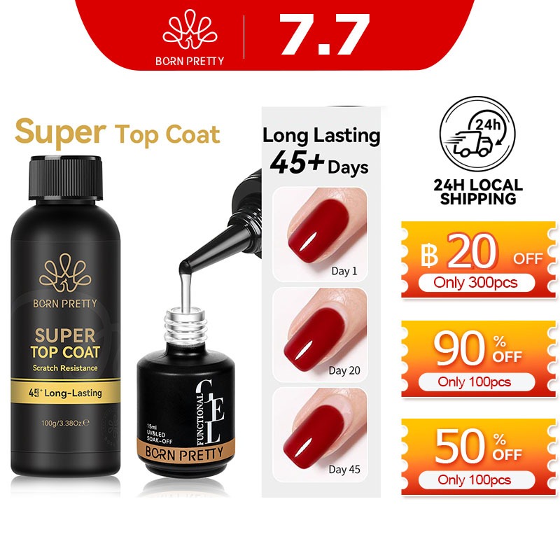 BORN PRETTY 100g Super Top Coat Base Gel No Wipe Top Coat Glossy Long lasting Top Coat Functional Gel Nail Supplies