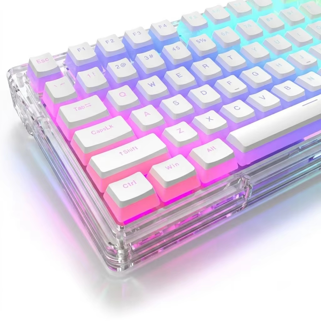 130 คีย์พุดดิ้งสีขาวโปร่งแสง RGB Backlit Keycaps Doule Shot PBT Key caps โปรไฟล์ OEM สําหรับคีย์บอร์ด