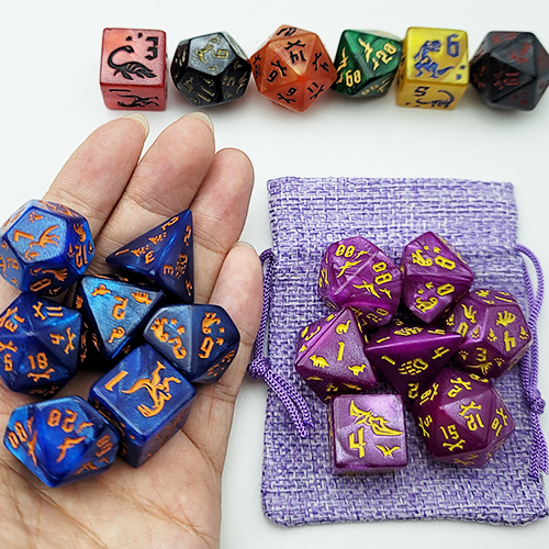 ชุดไดโนเสาร์ 7 รูปแบบ เกมเล่นตามบทบาท Dice+D & D D D D D Dice Bag (D6 D20 D10 D12 D4 D8)