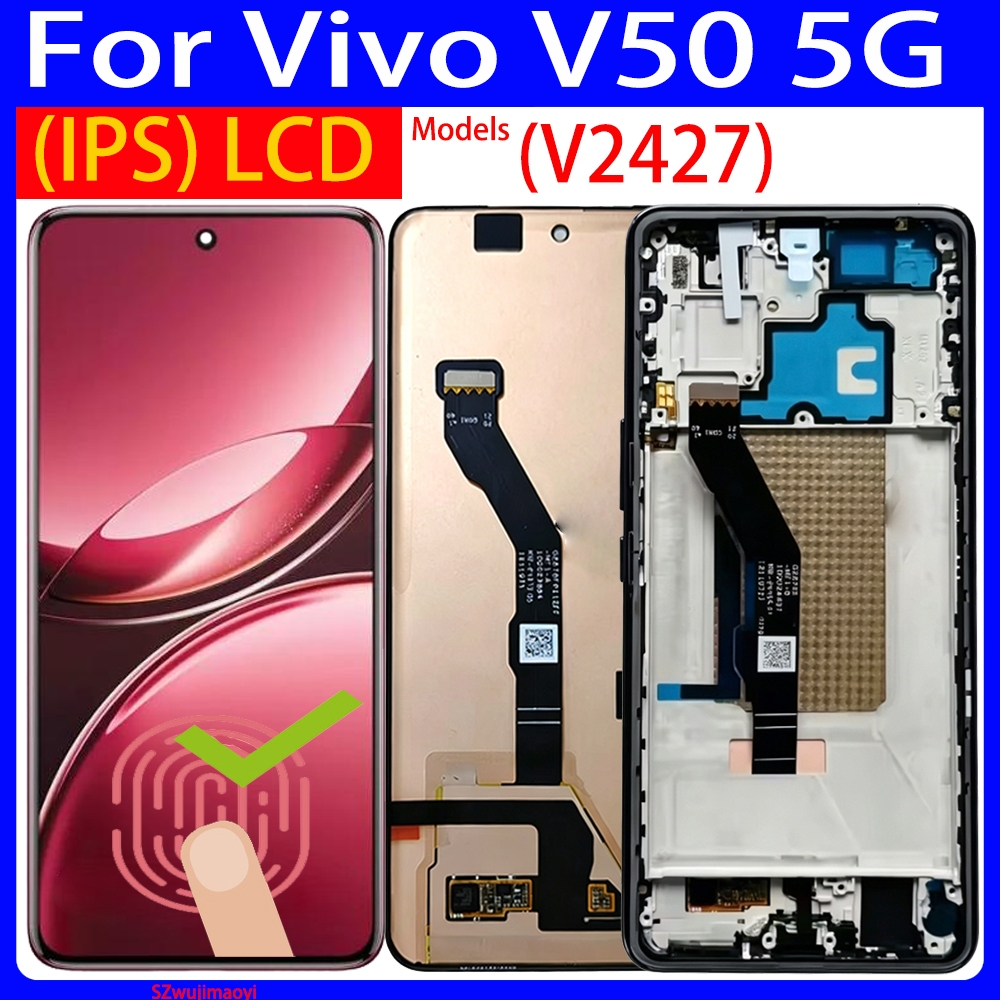 6.78 "AMOLED สําหรับ vivo V50 5G LCD V2427 Digitizer Assembly V2427 จอแสดงผลหน้าจอสัมผัสกรอบสําหรับ 