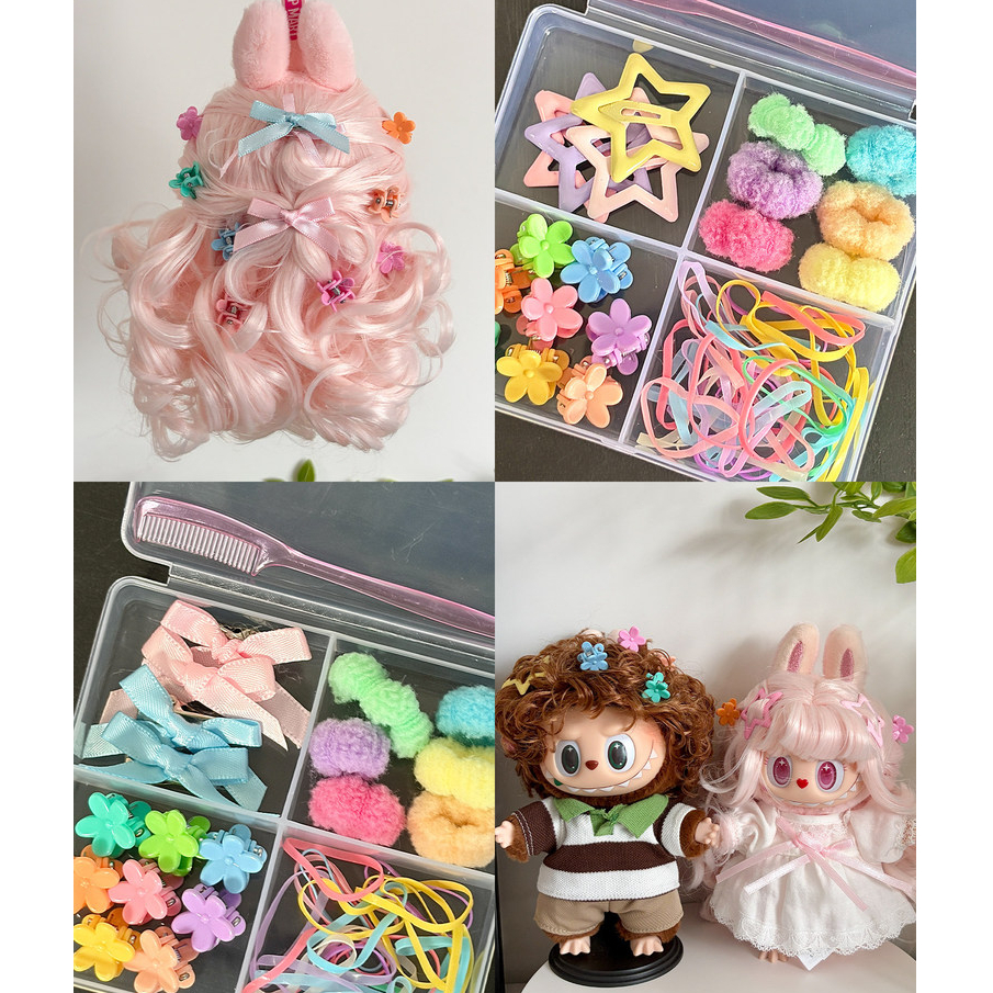 Labubu Retro ร้านตัดผมอุปกรณ์เสริมผมกล่องผมแหวน Star bb คลิปหวี labubu Retro ตัด Shop เหมาะสําหรับคลิปหัวเชือก
