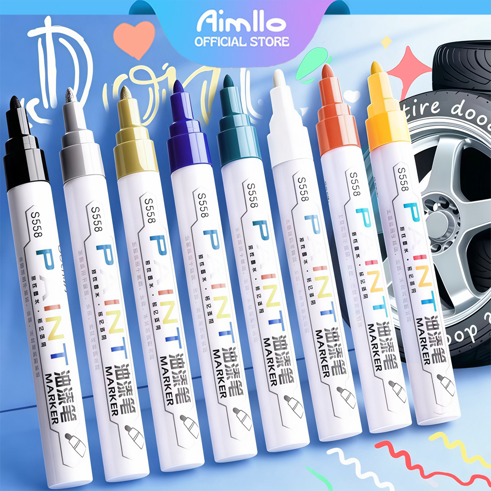 ปากกามาร์คเกอร์เคมี 11 สี กันน้ำ ใช้เขียนยาง เหล็ก กระเบื้อง กระจก พลาสติก แก้ว ไม้ แต้มสีรถ และป้ายทะเบียนรถ