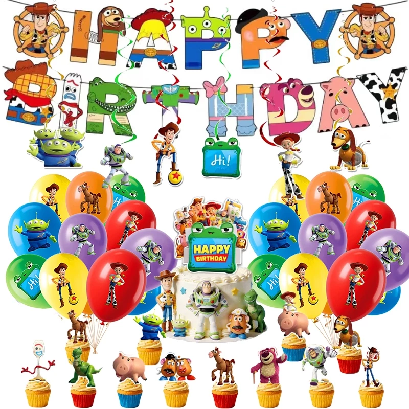 Toy Story 5 ตกแต่งงานปาร์ตี้แบนเนอร์บอลลูนเค้ก Toppers สําหรับเด็กวันเกิด Party