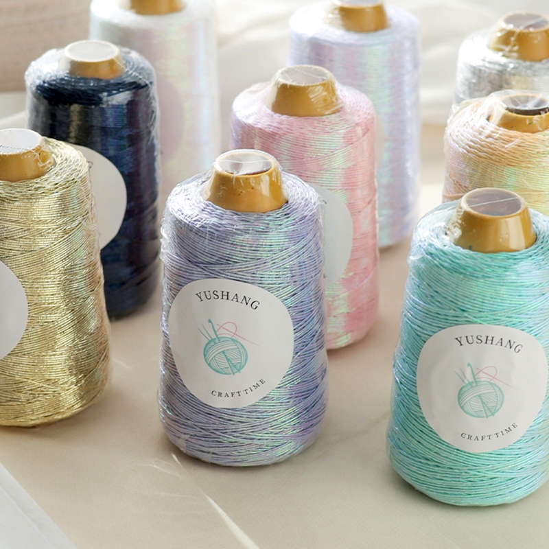 100G/ม้วนเงาทองเงิน Iridescent ด้ายเย็บปักถักร้อยโลหะสําหรับถักมือโครเชต์