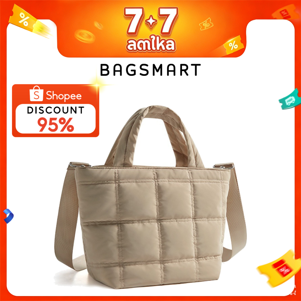 BAGSMART กระเป๋าสะพายข้างน้ําหนักเบาสําหรับผู้หญิง,กระเป๋าถือปักเป้าผ้าพร้อมสายรัดปรับได้กระเป๋าเดินทางแฟชั่นกระเป๋าสะพาย