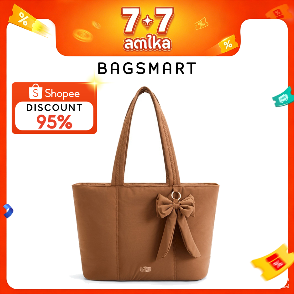 BAGSMART กระเป๋าเดินทาง Bowknot ผู้หญิงกันน้ำน้ำหนักเบากระเป๋าสะพาย, กระเป๋าด้านหน้า