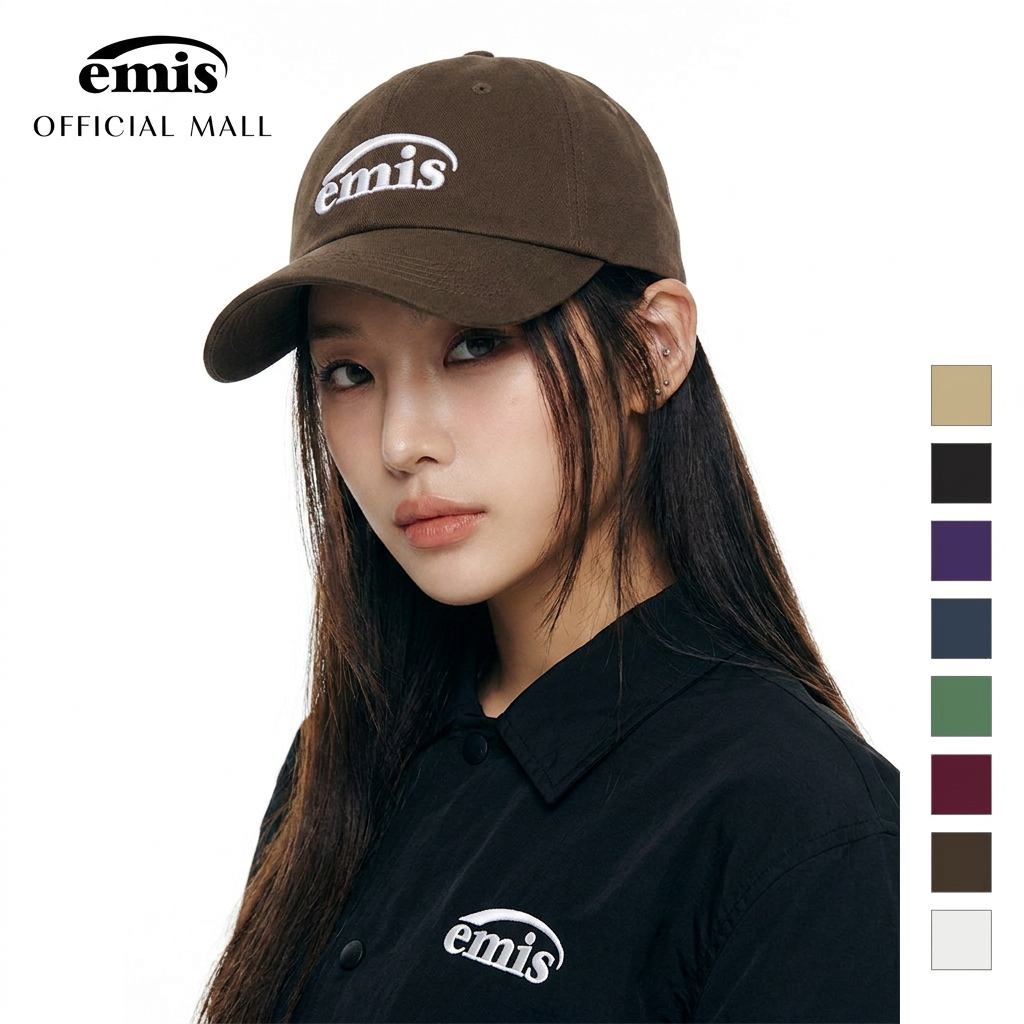 EMIS NEW LOGO BALL CAP (Renewal) หมวกแก๊ปเกาหลี รุ่นปรับปรุงใหม่ ปักโลโก้ หมวกเบสบอลแฟชั่น Unisex ปรับขนาดได้