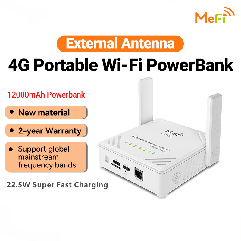 4G แบบพกพา WiFi 6 CPE พร้อมเสาอากาศภายนอกคู่ 22.5W ชาร์จเร็วสุด 10000mAh Powerbank RJ45 Type-C DATA 
