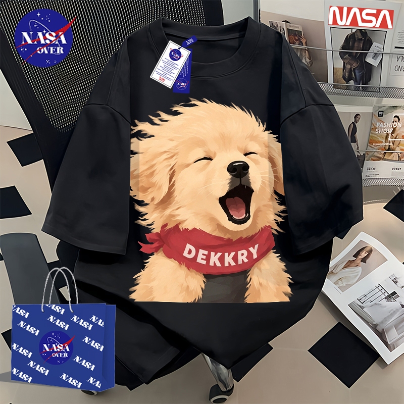 【ของพร้อมส่ง ส่งใน 24 ชั่วโมง】🔥NASA ทรงใหญ่ ฤดูร้อน แขนสั้น สตรีท ลายสุนัข🐶 ยูนิเซ็กส์ เทรนด์ คอกลม เสื้อ YG1371