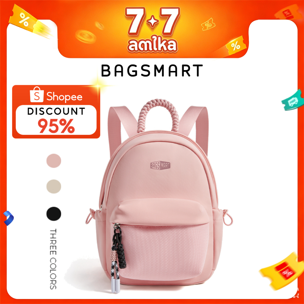BAGSMART กระเป๋าเป้ขนาดเล็ก 9.7 นิ้ว เป้นักเรียน เป้ทำงานวันธรรมดา สะพายเบา เป้เดินทาง เป้หนังสือ สไตล์แคชชวล สำหรับผู้หญิง