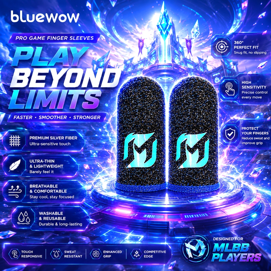 BlueWow แขนนิ้วสําหรับเล่นเกมมือถือระบายอากาศป้องกันเหงื่อแขนนิ้วหัวแม่มือบางเฉียบสําหรับ PUBG
