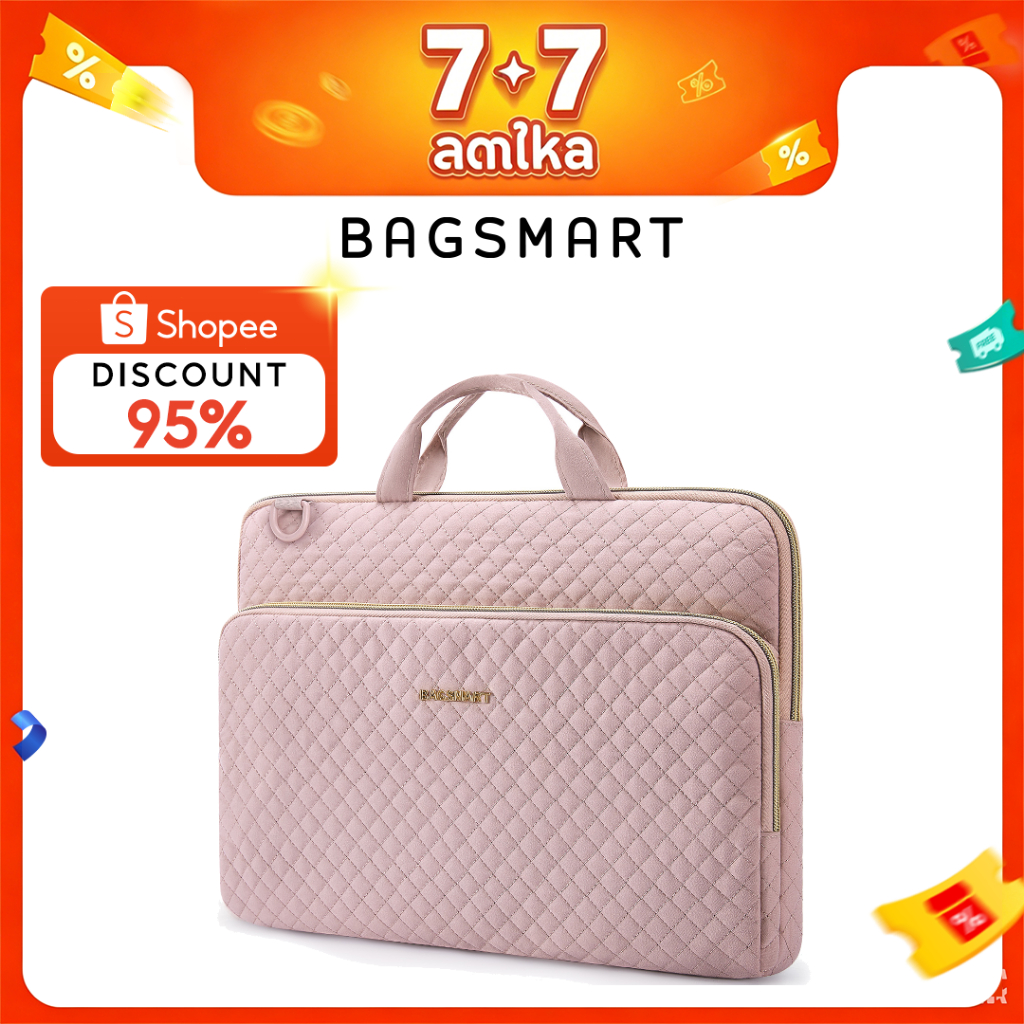 BAGSMART 13-15.6 นิ้ว ควิลท์ กระเป๋าแล็ปท็อป กันน้ำ ธุรกิจท่องเที่ยวกระเป๋าแล็ปท็อป