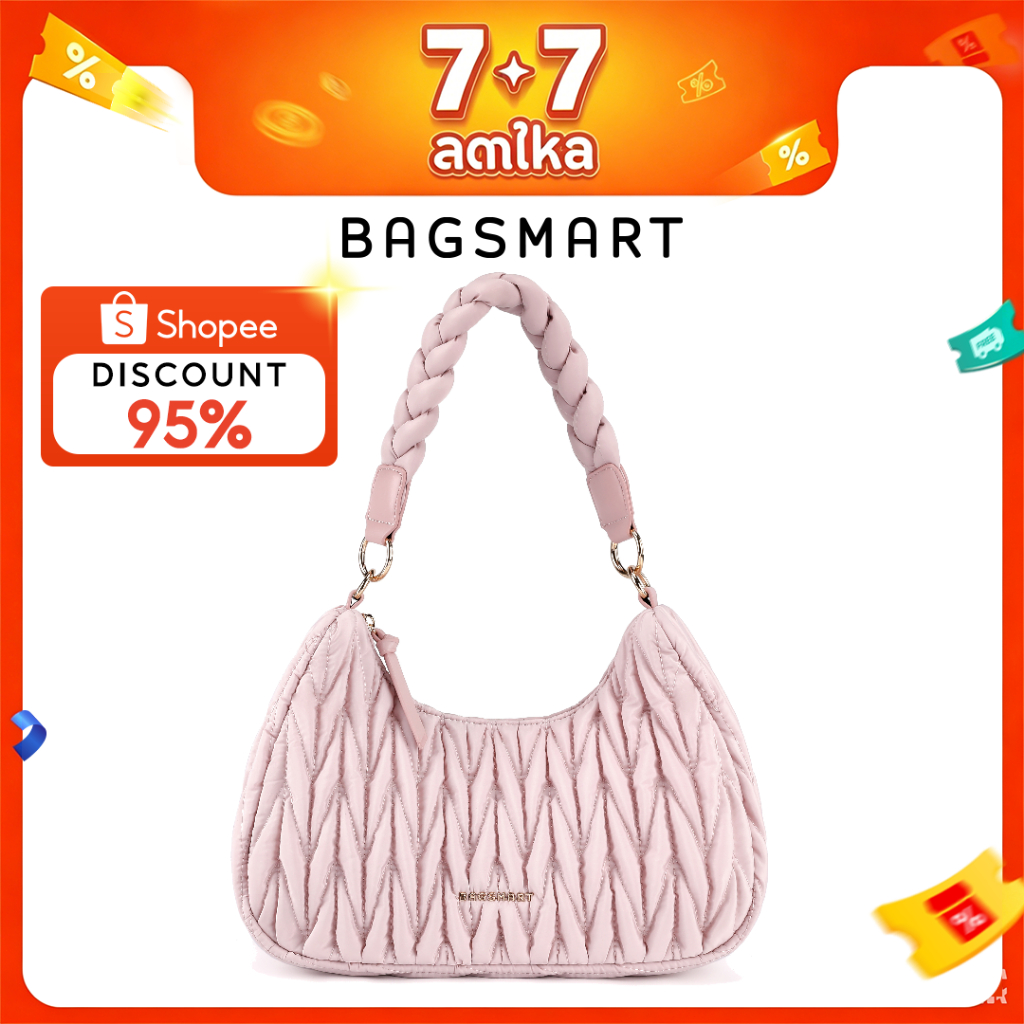 BAGSMART กระเป๋าสะพายใบเล็กสําหรับผู้หญิงอ้วนน่ารักกระเป๋าสําหรับผู้หญิงที่มีทอที่จับด้านบน Quilted Crescent Hobo กระเป๋าถือ